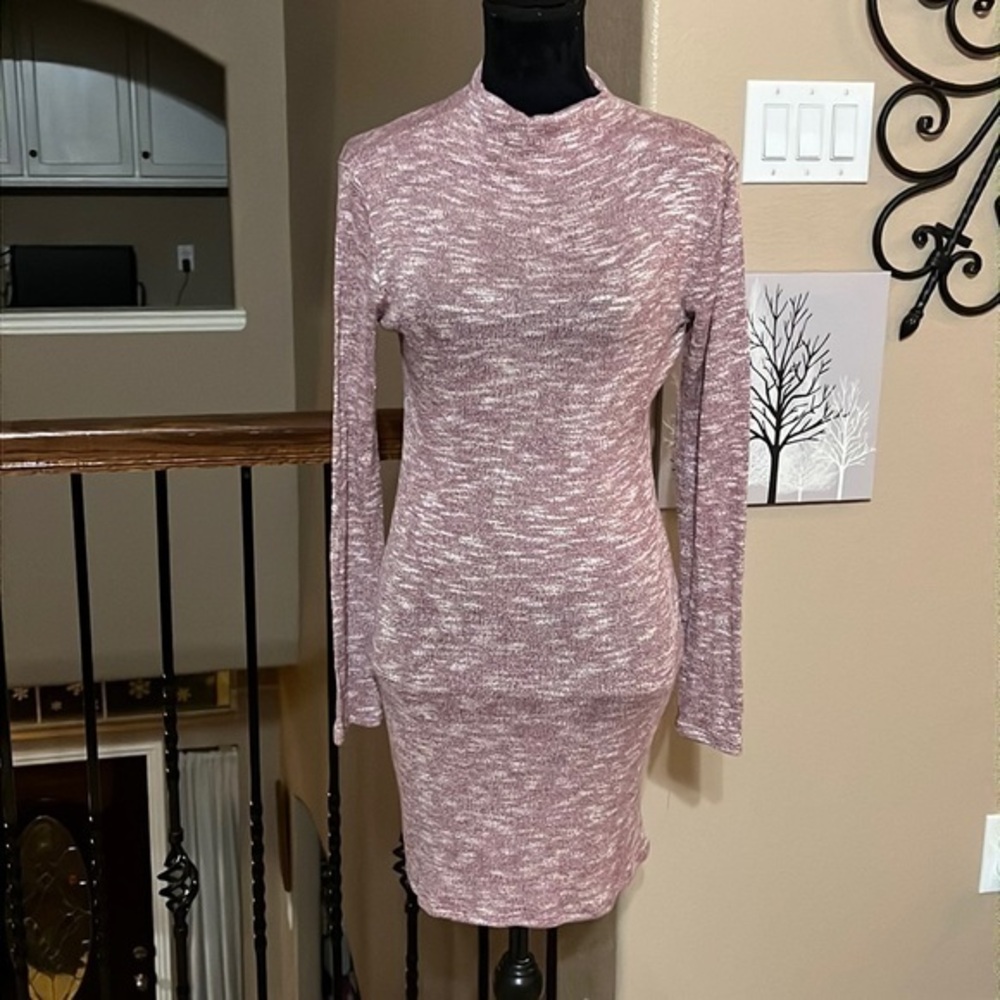 🌺NWOT ACEMI Long Sleeve heathered mauve dress Size S